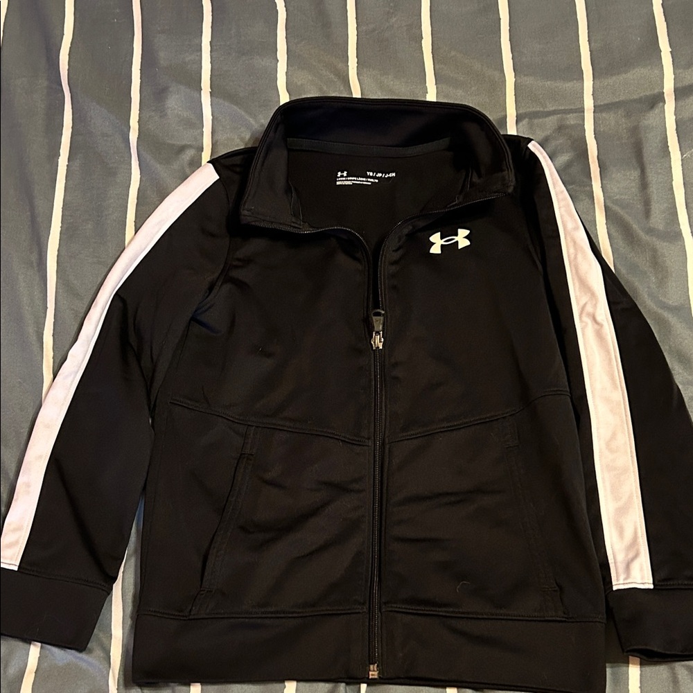 Under Armour Kids Black Jacket with White Stripes